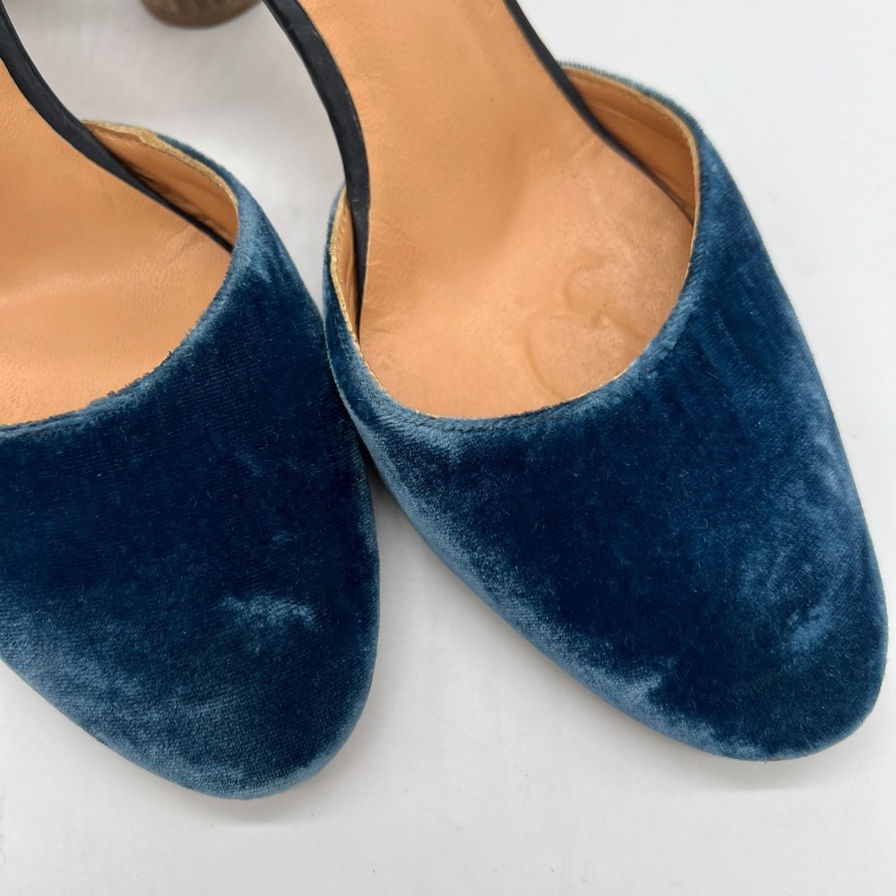 Sundance Aurora Size 6.5/7 37 Blue Velvet Ankle Strap Heels $228 MSRP - Picture 11 of 14